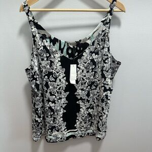 White House Black Market Asymmetrical Embellished Tank Top